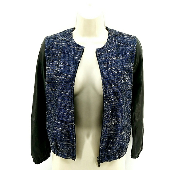 Madewell Leather Shimmerweave Bomber Jacket XS Moto Biker New Years Metallic - Picture 9 of 16